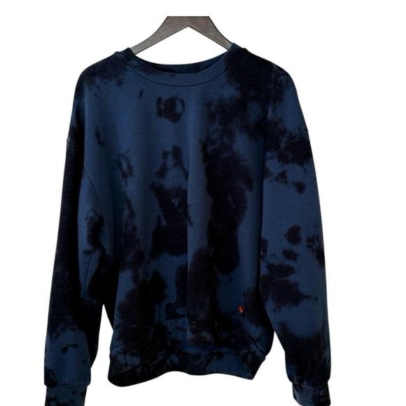 AVIATOR NATION Hand Dyed Relaxed Vintage Retro Blue Black Pullover Sweatshirt - Picture 2 of 5
